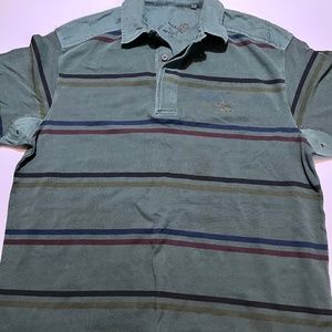Paul & Shark Green With Multi Strip Polo Shirt SZ XL